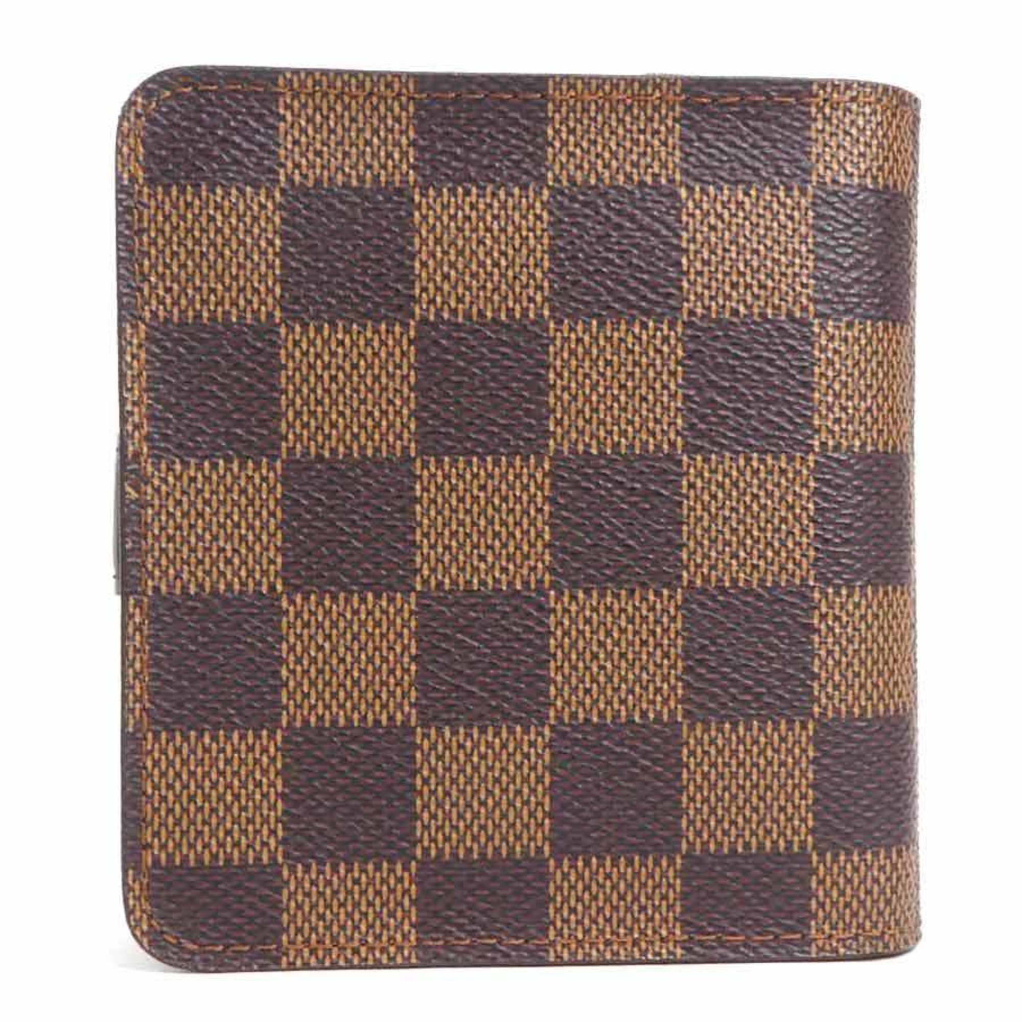 LOUIS VUITTON Bifold Wallet Damier Compact Zip Canvas Ebene Unisex N61668