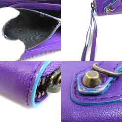 BALENCIAGA Round Long Wallet Leather Purple x Blue Unisex