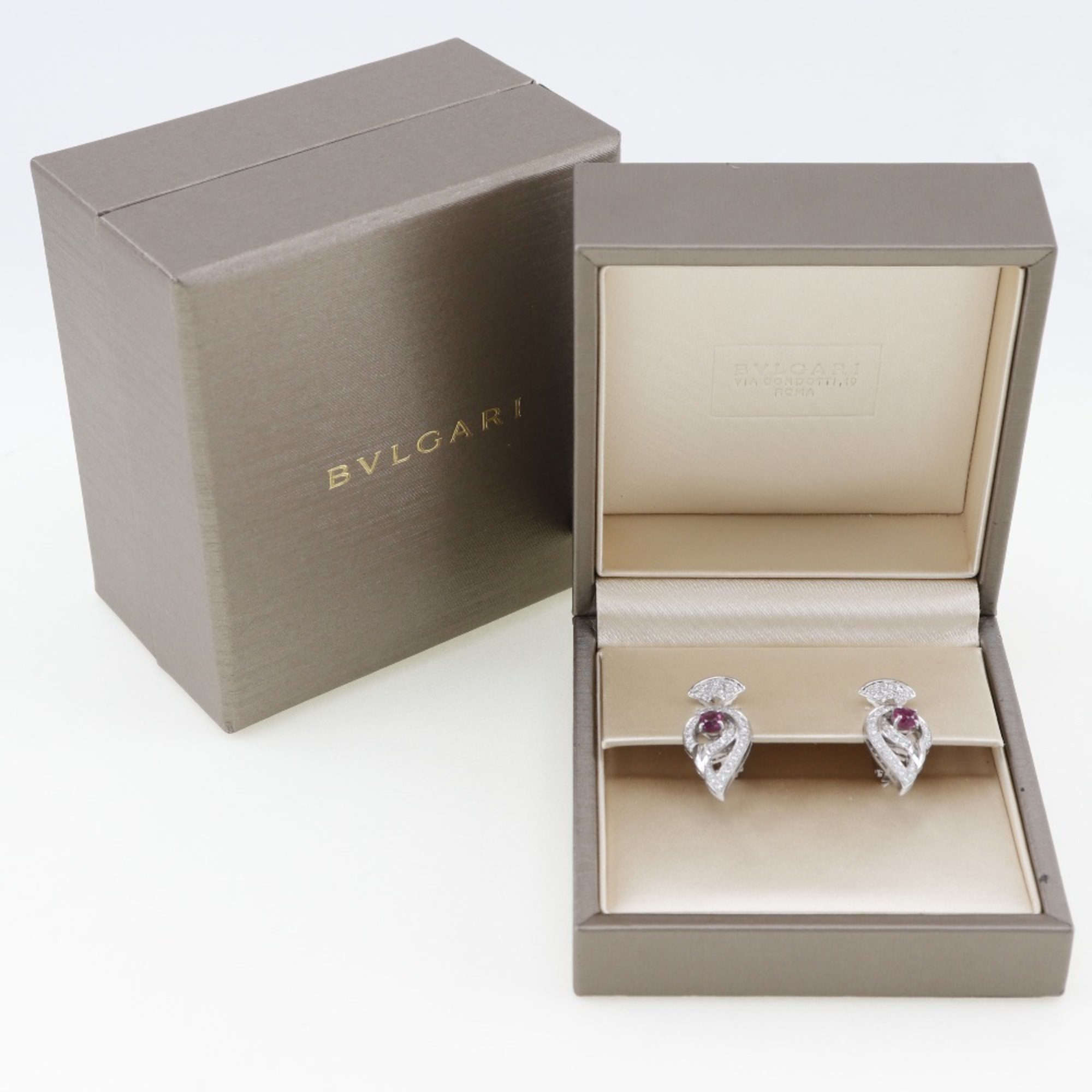 BVLGARI Diva Dream Earrings, 18K White Gold, Rubellite Tourmaline, Diamond, Approx. 14.4g, Dream, Women's, I120124049