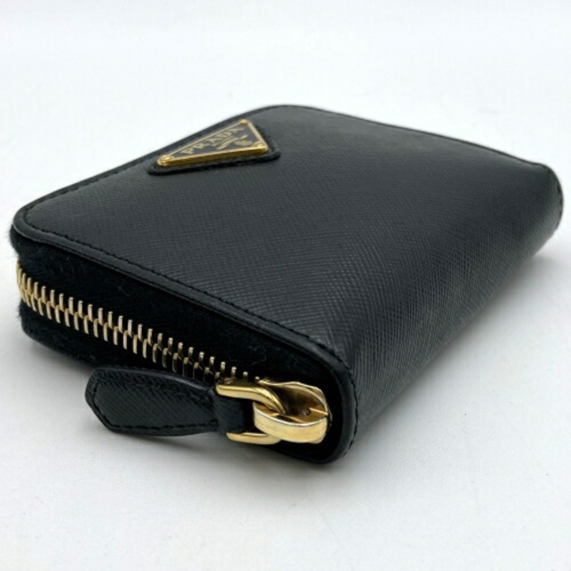 PRADA Prada Wallet Wallet/Coin Case Triangular Plate Black Leather Ladies ITCBW487L7Q8
