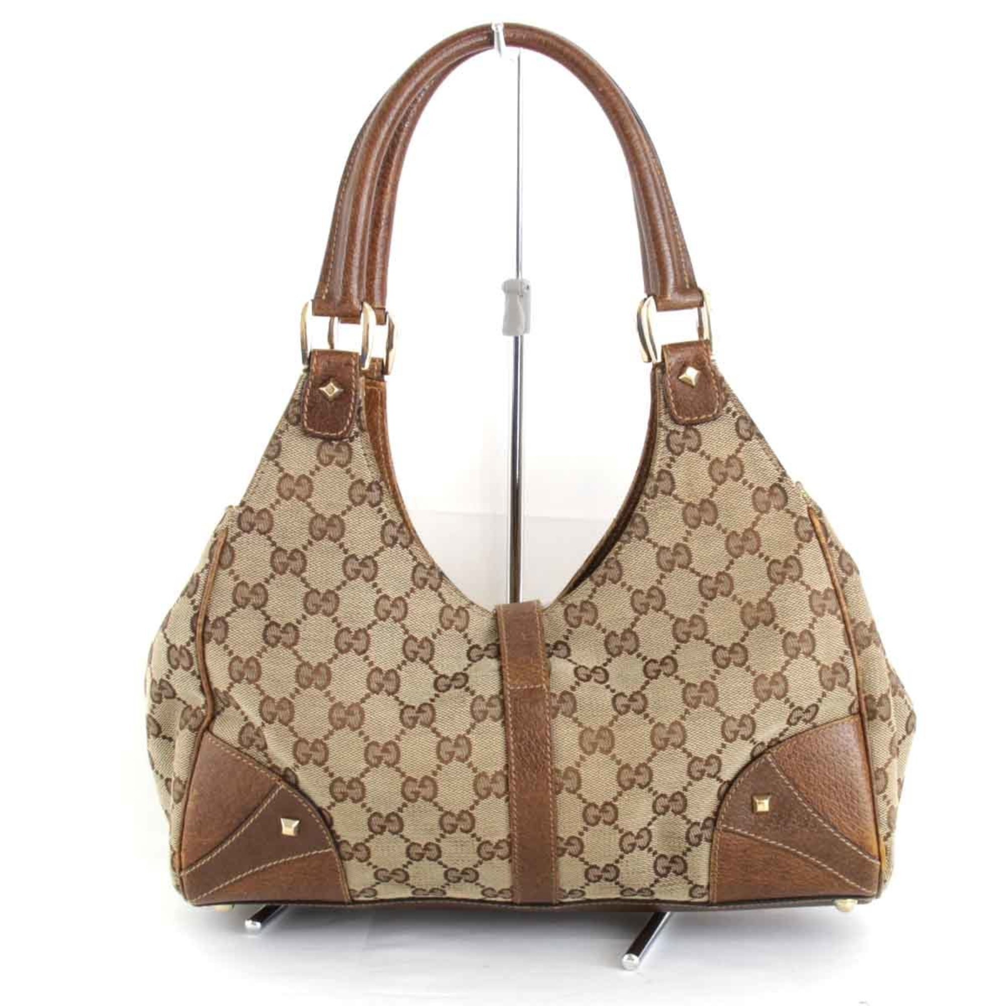GUCCI Gucci Jackie 124407 2123 Handbag GG Canvas Brown Ladies