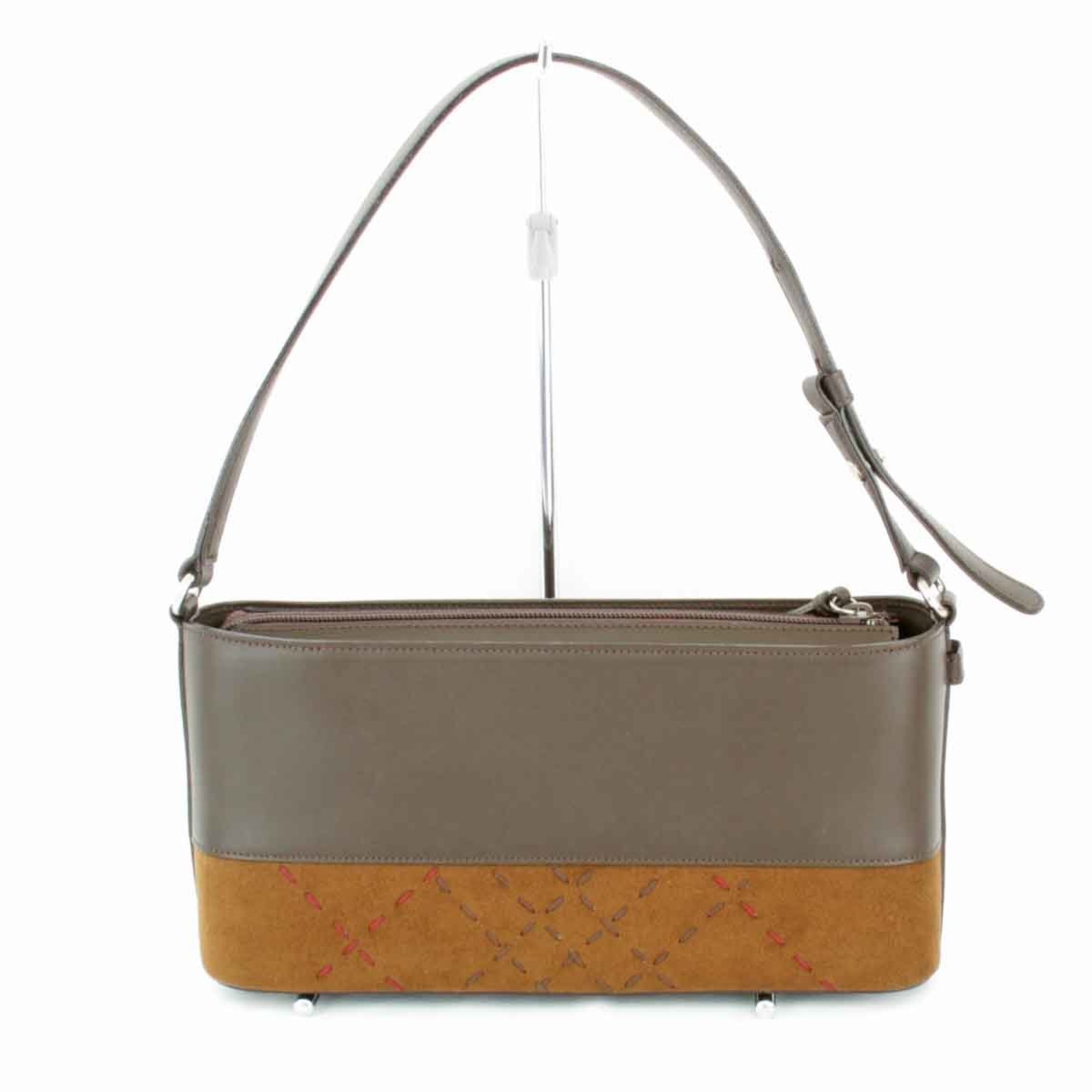 BURBERRY Burberry Stitch Handbag Leather Brown Ladies