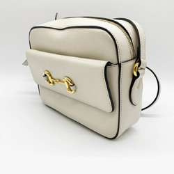 Gucci Horsebit Shoulder Bag White Leather Ladies 645454 GUCCI ITUJ18J7EUG0