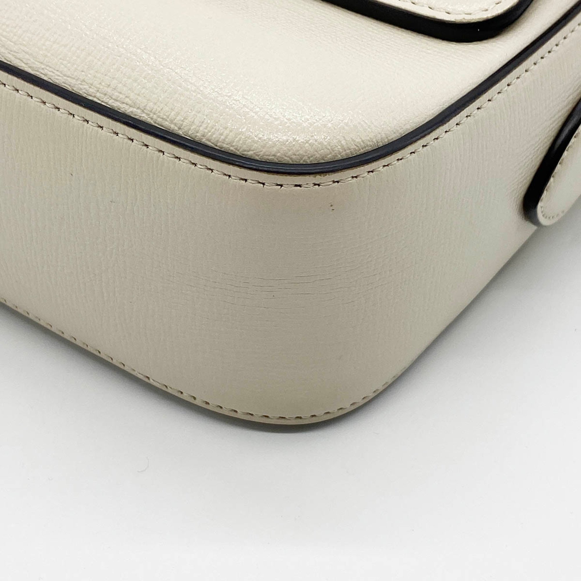 Gucci Horsebit Shoulder Bag White Leather Ladies 645454 GUCCI ITUJ18J7EUG0