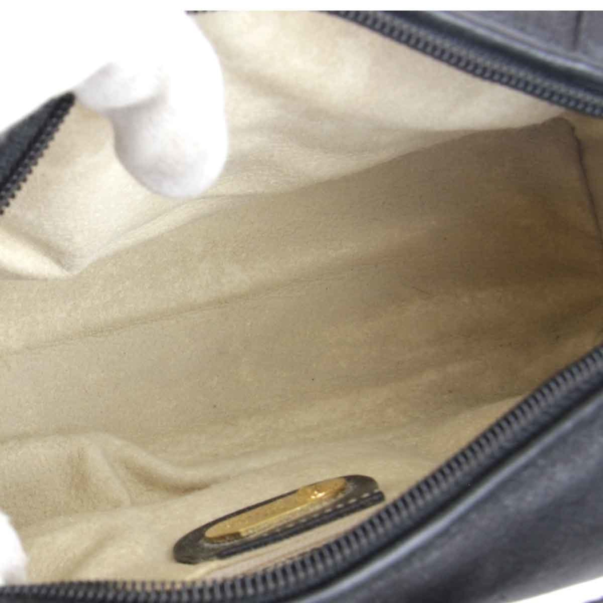 GUCCI Gucci Interlocking 07-37-5294 Shoulder Bag Leather Black Ladies