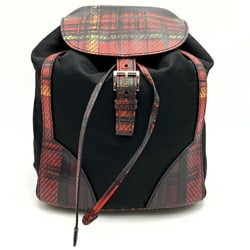 Prada rucksack daypack backpack plaid pattern black red nylon leather PRADA ITKM1J2OD1QO