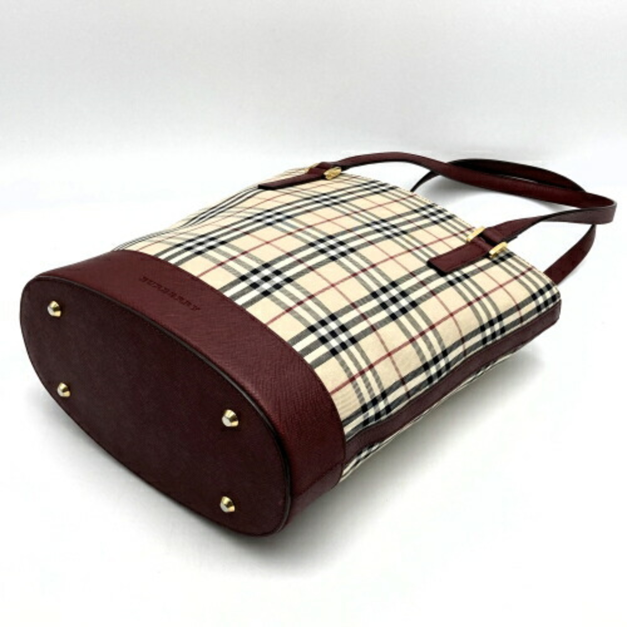 Burberry Tote Bag Handbag Nova Check Beige Canvas Leather BURBERRY ITGM4095SR7Y