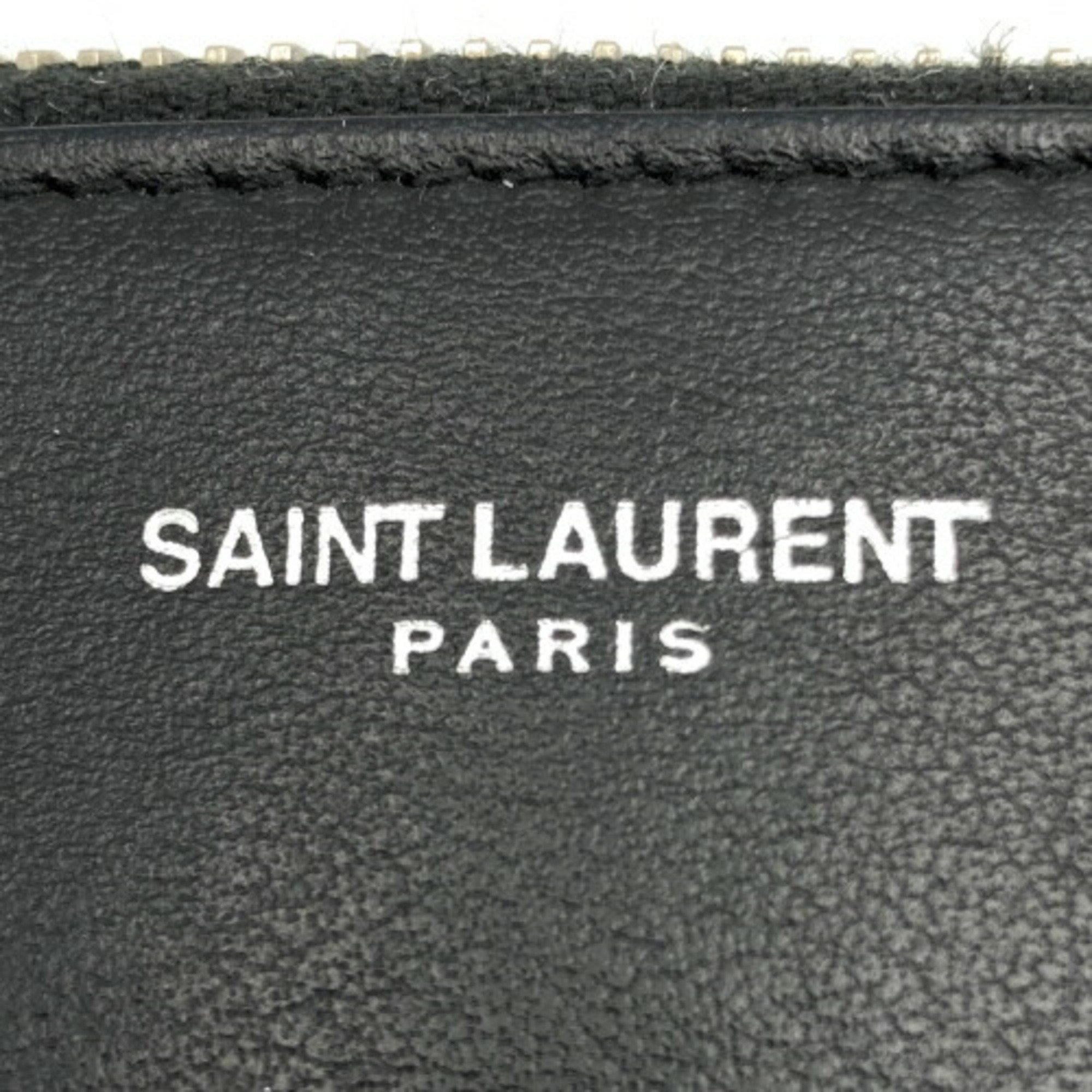 SAINT LAURENT Saint Laurent Clutch Bag Pouch Patch Glitter Sequins Black Leather Women Men ITI4BYKMLNEI