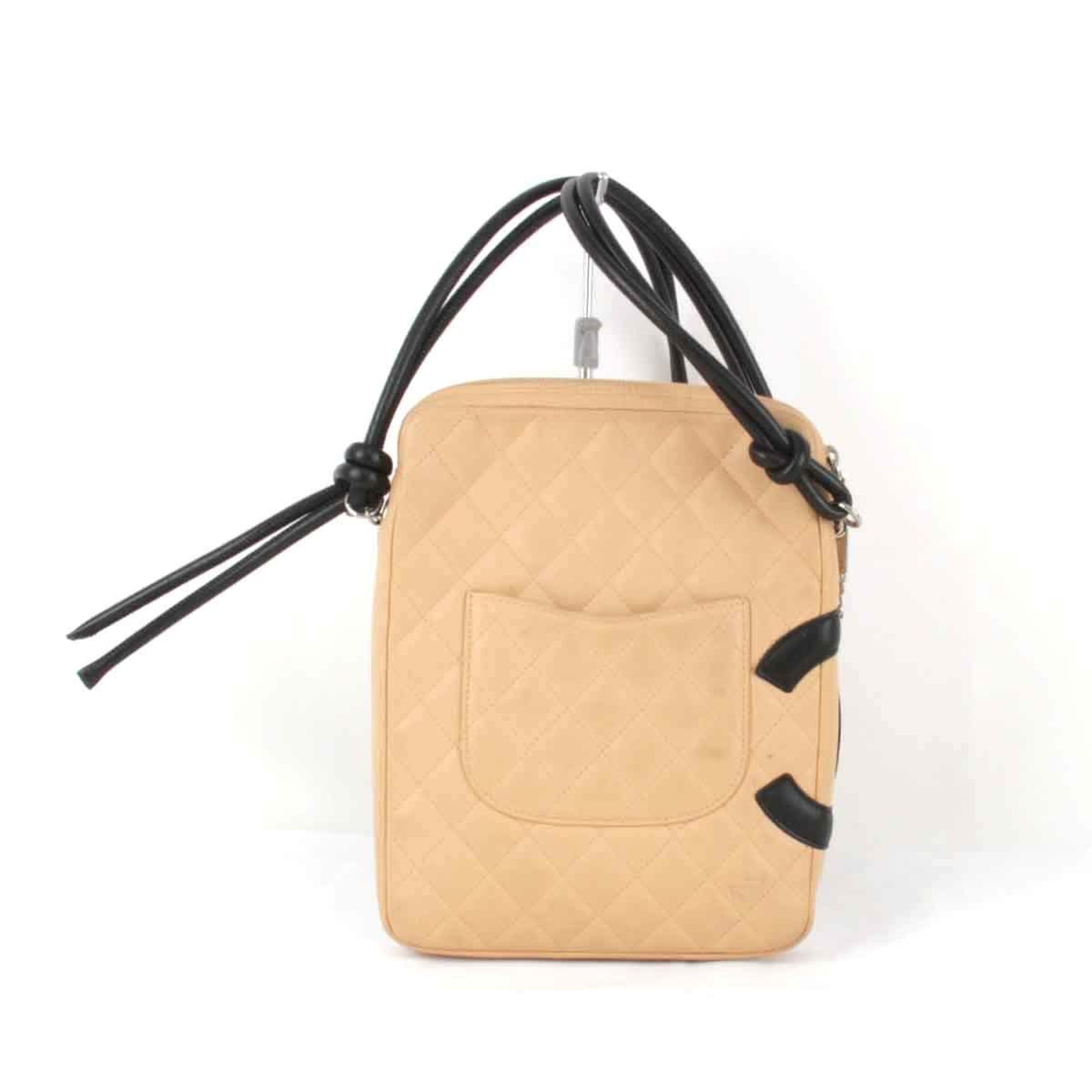 CHANEL Cambon Line Shoulder Bag Lambskin Beige Ladies