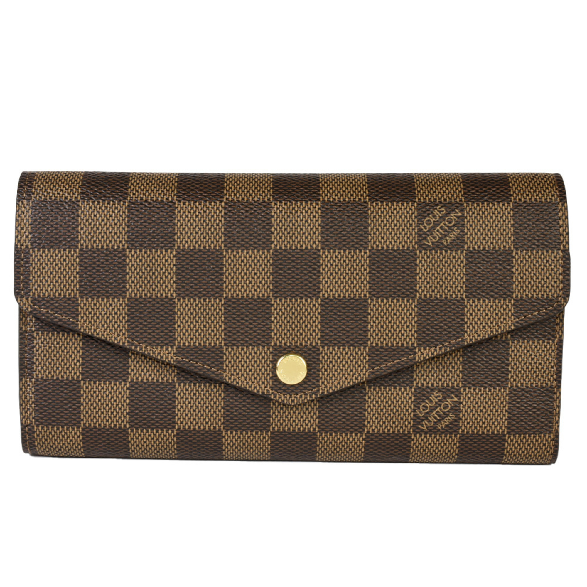 LOUIS VUITTON Portefeuil Sarah Long Wallet Damier Ebene N63209 Brown Built-in RFID (IC chip) ITXB78N9DWT0