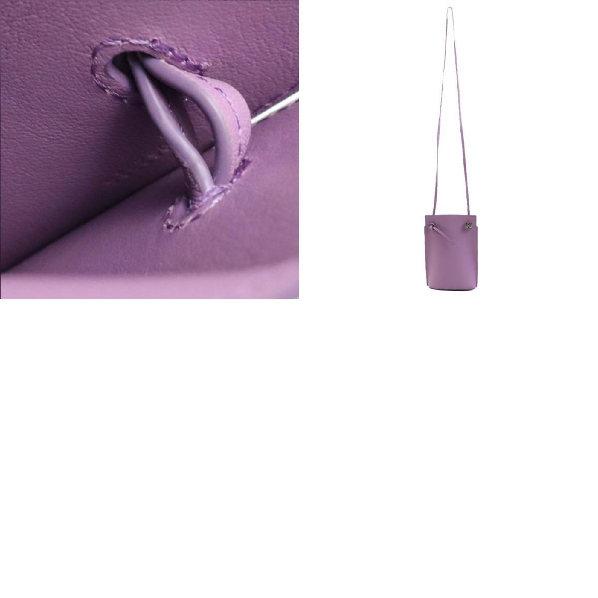 LOEWE Shoulder Bag Pochette Dice Pocket Leather Purple Ladies