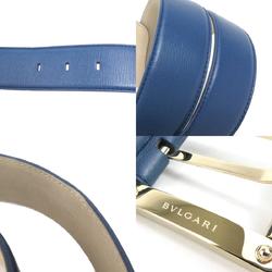 BVLGARI belt leather blue gold men's