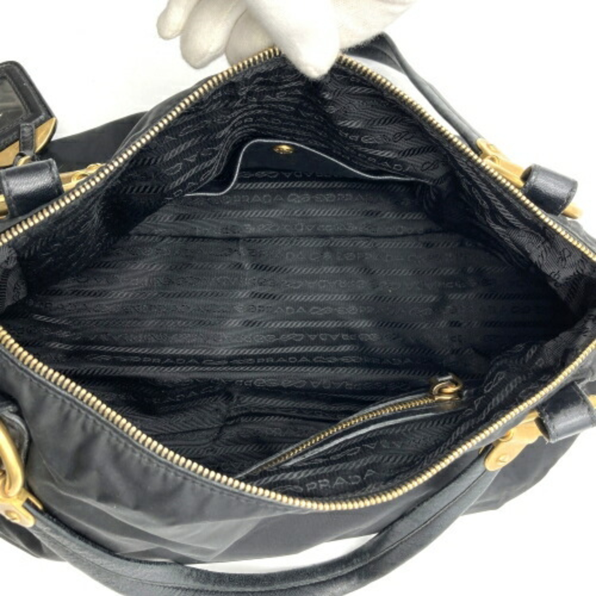 Prada Handbag Black Nylon Leather Women's PRADA IT2KA6BK9FRG