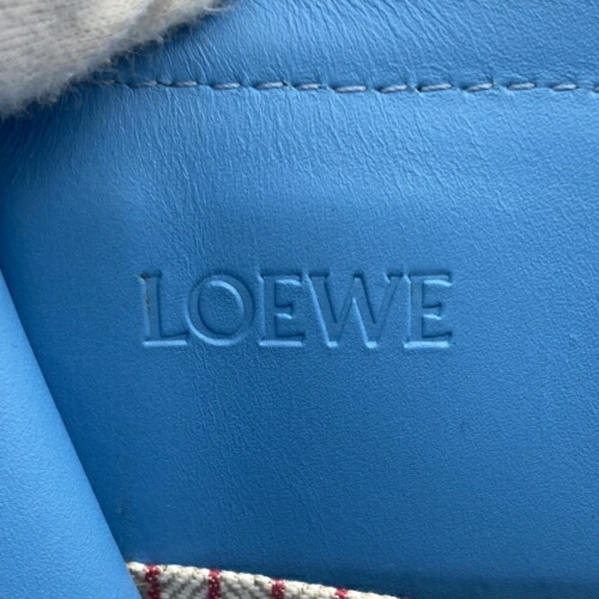 LOEWE Tote Bag Cushion Canvas Leather Multicolor Multistripe Light Blue Ladies USED IT8PT8ET1E84