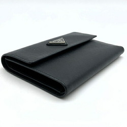 PRADA Prada wallet trifold black leather triangular plate men's women's ITAC0H59FVGF