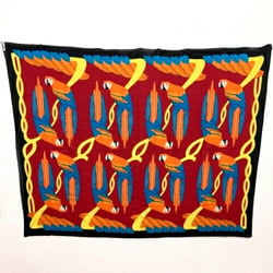 HERMES Scarf Large Shawl Stole Parrot Pattern Bird Tropical Pareo Multicolor Red Orange Black Cotton Women's IT2DDE1K4J7Y