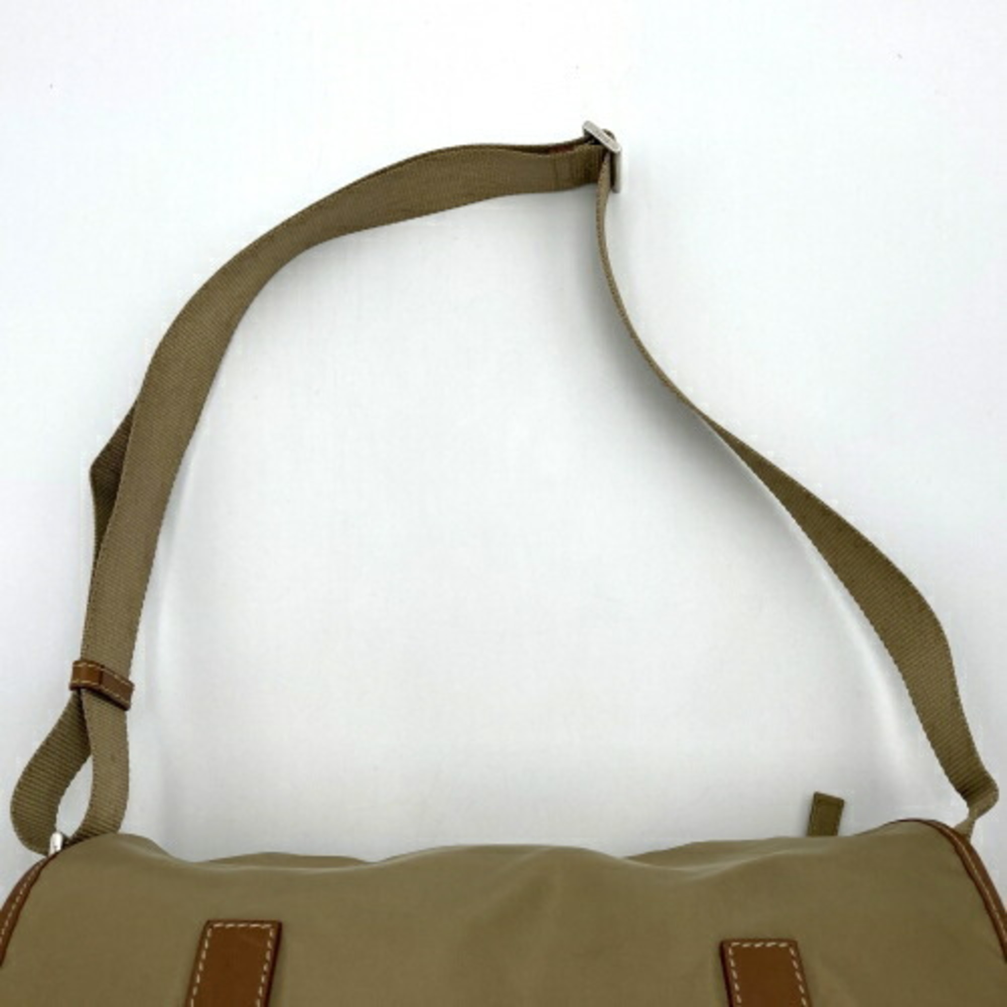 PRADA Triangular Plate Shoulder Bag Belt Hardware Khaki Nylon Ladies ITQT323N4W2N