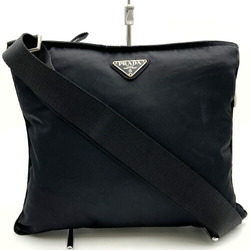 PRADA Prada Tessuto Triangular Plate Shoulder Bag Black Nylon Ladies Women's ITW7WP4SNE