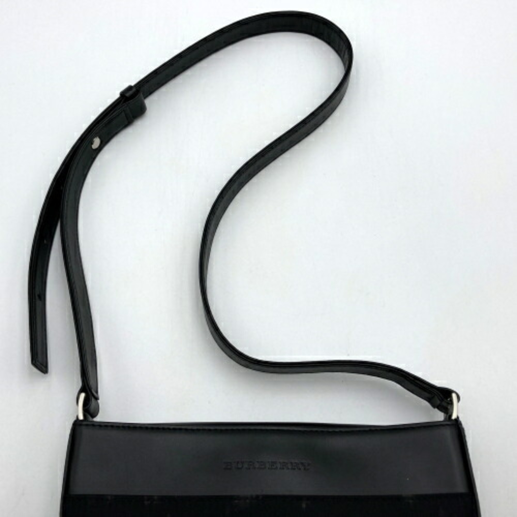 BURBERRY Burberry shoulder bag black nylon leather men's women's USED IT64PK5EOR60