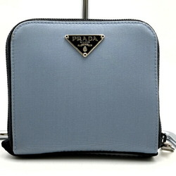 Prada Bi-fold Wallet Triangle Grey Blue Nylon Women's Men's PRADA ITB08KP8T4