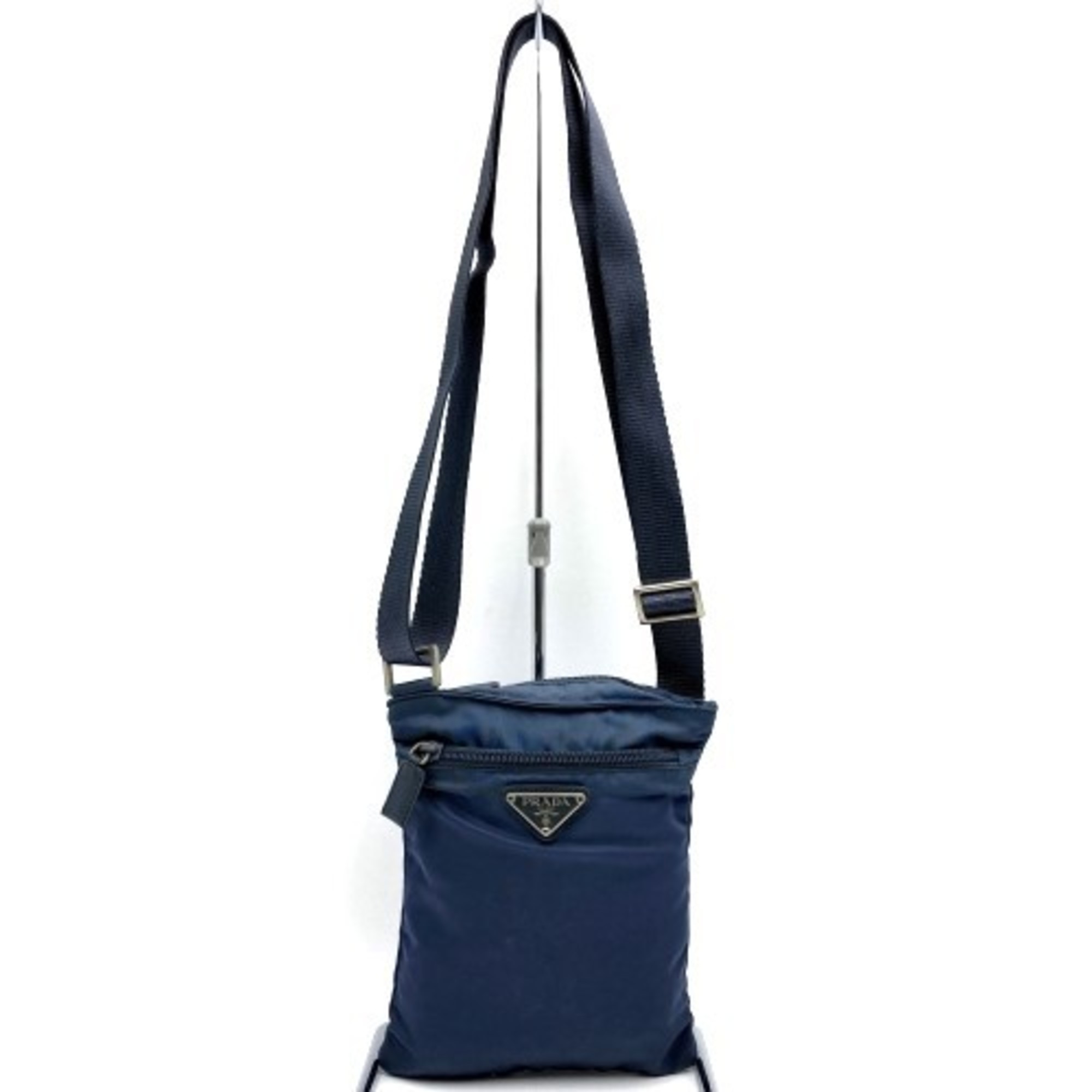 PRADA Prada B7792 Tessuto Shoulder Bag Triangular Plate Gray Blue Nylon Ladies Women's ITV4CZ0JYGWI