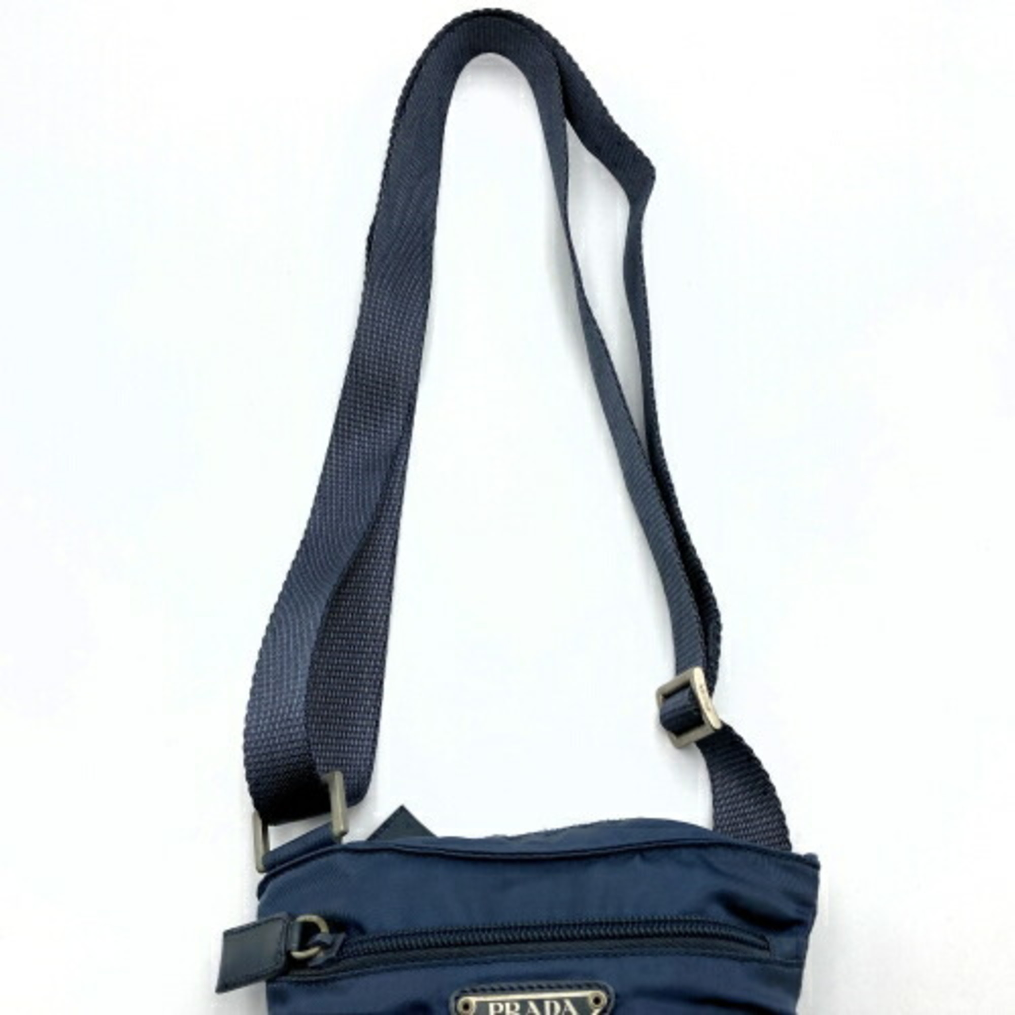 PRADA Prada B7792 Tessuto Shoulder Bag Triangular Plate Gray Blue Nylon Ladies Women's ITV4CZ0JYGWI