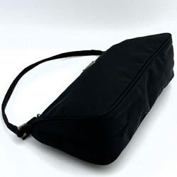 PRADA Triangle Plate Handbag Pochette Bag Black Nylon Ladies ITUME9VJVC7O