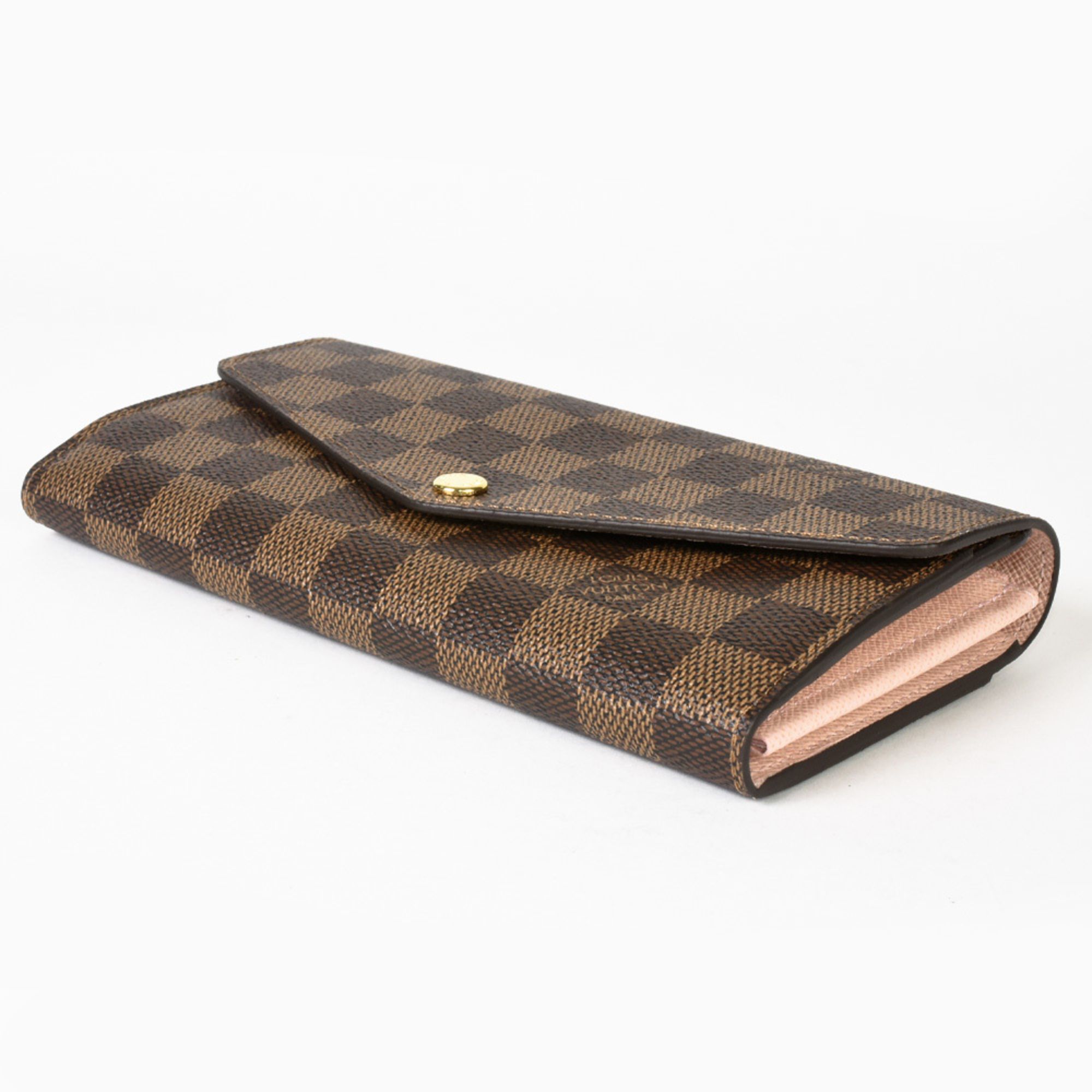 LOUIS VUITTON Portefeuille Sarah Long Wallet Damier Ebene N60114 Rose Ballerine Built-in RFID (IC chip) ITNI8QXY6J1O