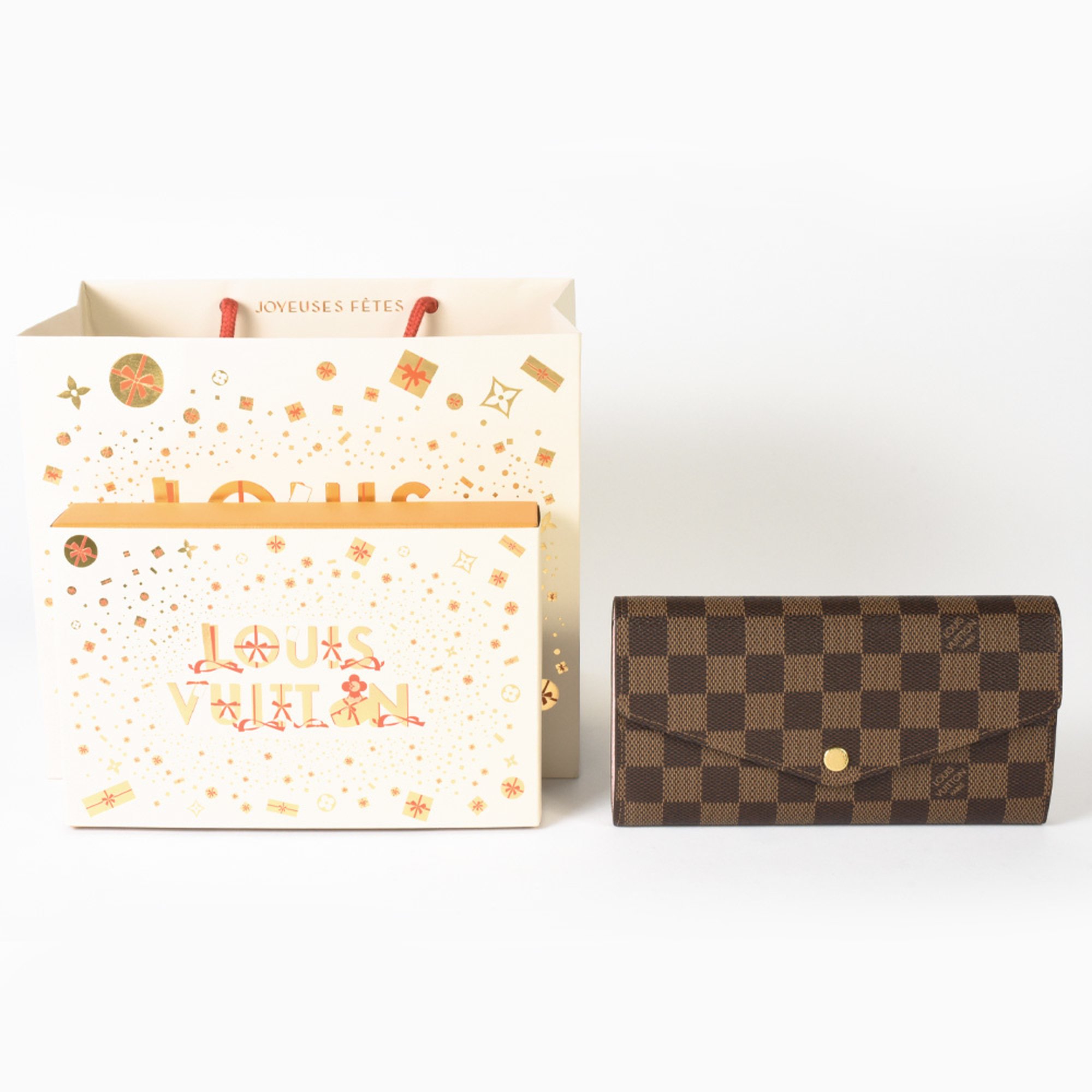 LOUIS VUITTON Portefeuille Sarah Long Wallet Damier Ebene N60114 Rose Ballerine Built-in RFID (IC chip) ITNI8QXY6J1O