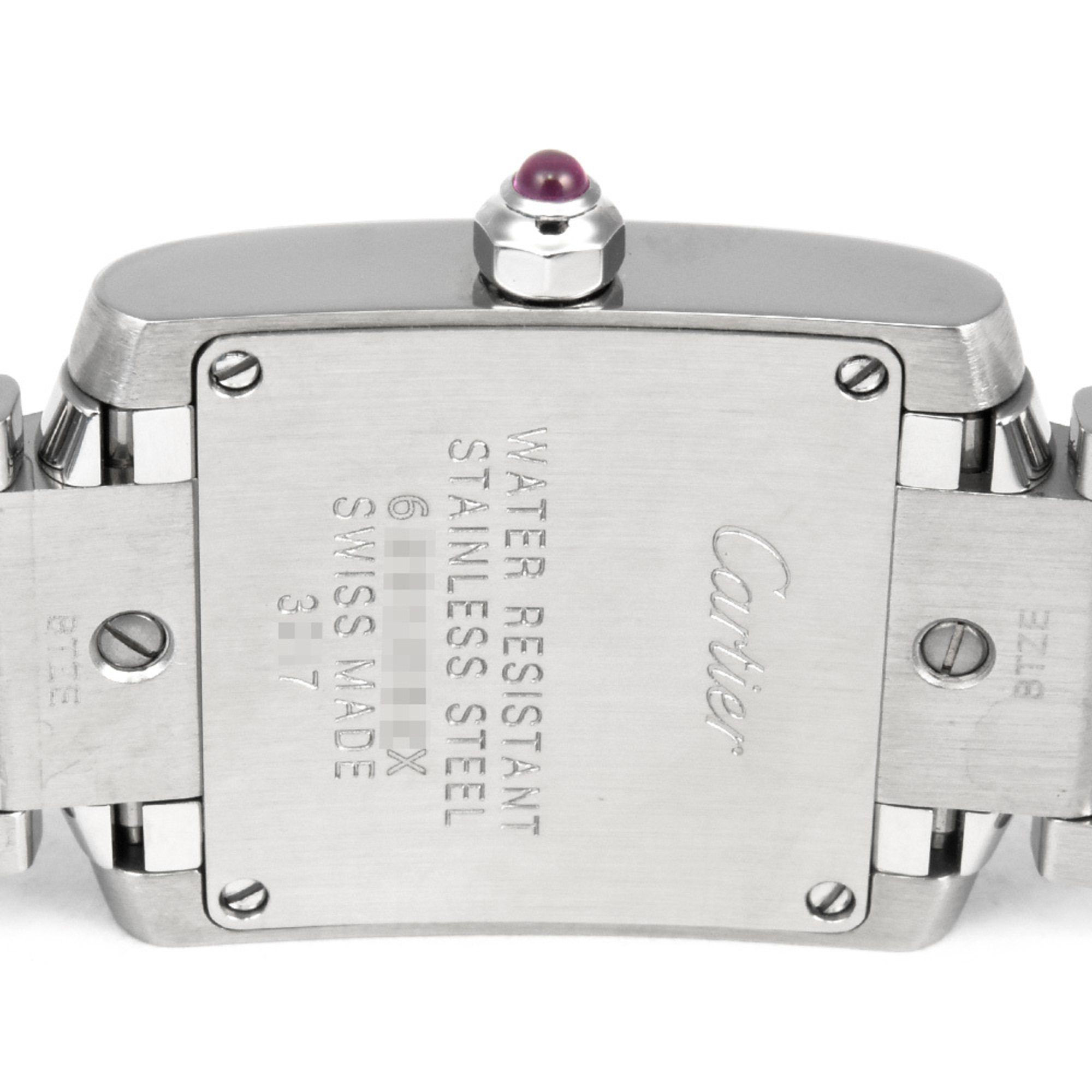 Cartier W51028Q3 Tank Française SM Watch Quartz Pink Shell Dial 3217 Ladies