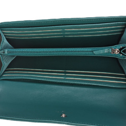 CHANEL Cocomark Matelasse Long Wallet Bifold Lambskin A50096 Turquoise Blue