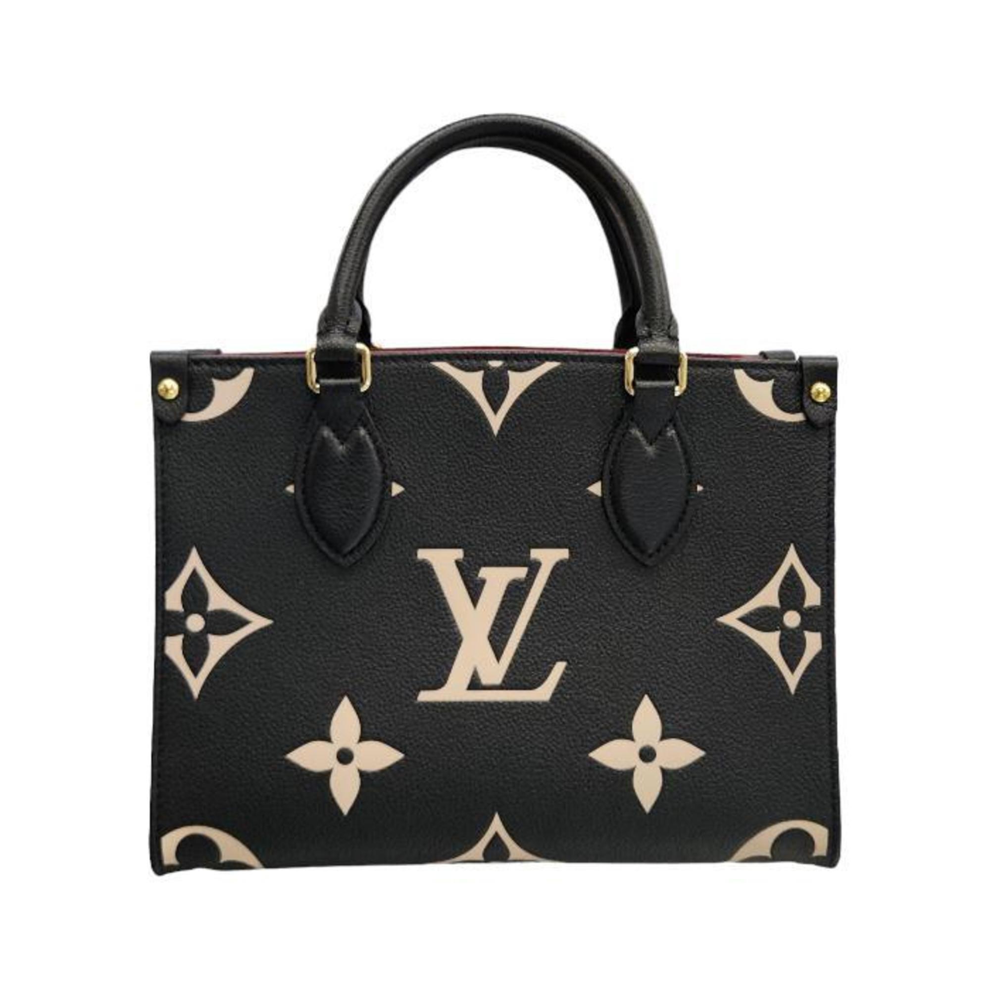 LOUIS VUITTON Louis Vuitton Bicolor Monogram Empreinte On the Go PM Handbag Women's 2way Shoulder Black/Beige M45659