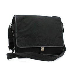 Prada Shoulder Bag Triangular Plate Nylon x Leather Black PRADA Women's Men's