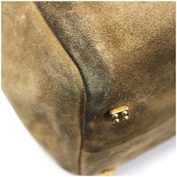 LOEWE Anagram Amazona 28 Handbag Boston Bag Suede x Leather Beige Dark Brown Women's