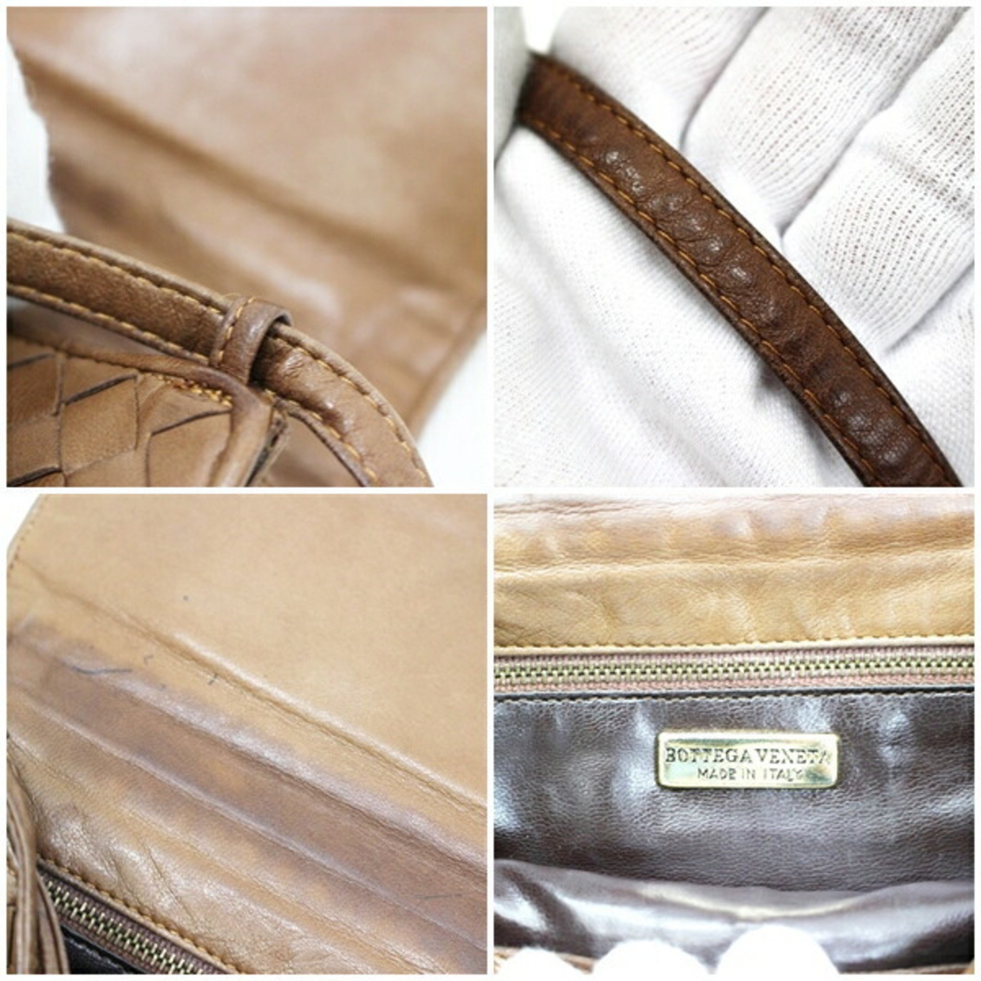 BOTTEGA VENETA Intrecciato Leather Shoulder Bag Brown Women's Soft Pochette