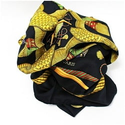 Hermes Scarf Muffler LES TAMBOURS Navy HERMES Ladies