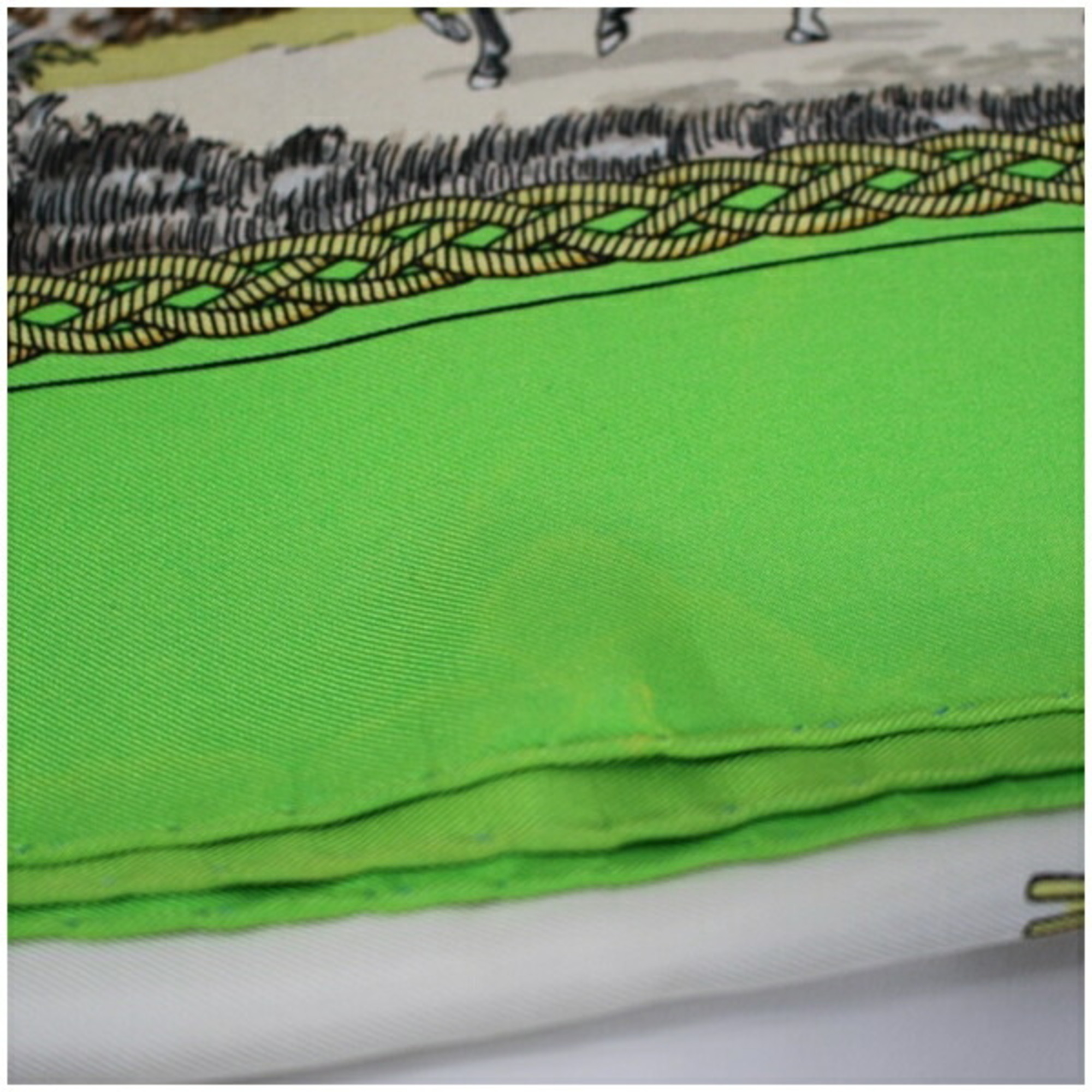 Hermes Carre 90 Silk Scarf Muffler GRANDS ATTELAGES Light Green x White Ladies Carriage Horse Tackle