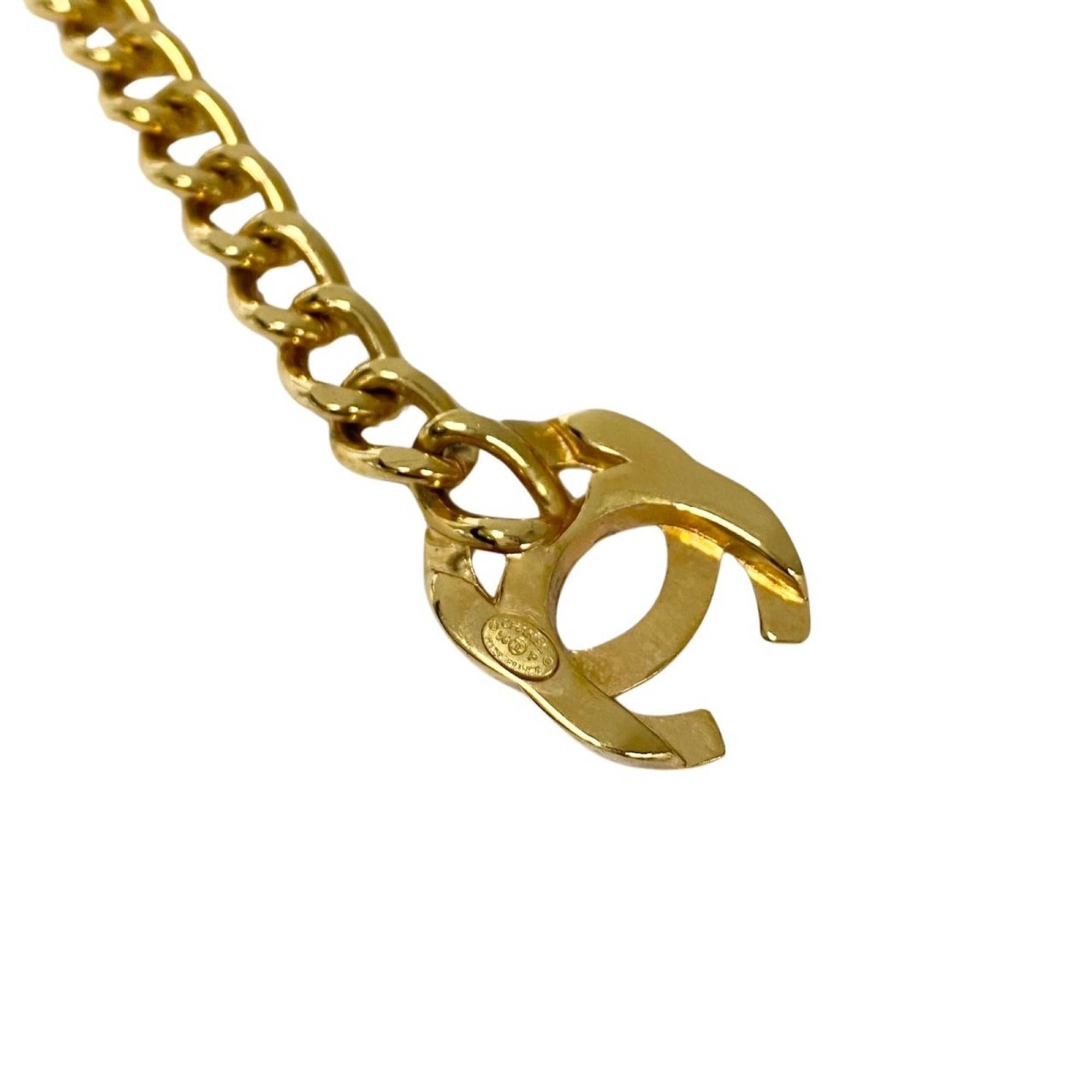 CHANEL Coco Mark Metal Chain Bracelet Bangle Gold 20637