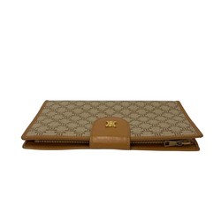 CELINE Macadam Blason Triomphe Pattern Leather Bi-Fold Long Wallet Beige 43633
