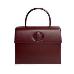CARTIER Must Line Turnlock Leather Handbag Tote Bag Bordeaux 36418