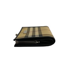 BURBERRY Nova check metal fittings, leather, coin purse, bi-fold wallet, beige, black, 42244