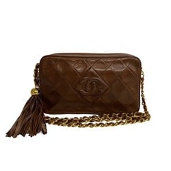 CHANEL Chanel Matelasse Coco Mark Lambskin Chain Shoulder Bag Brown 17867