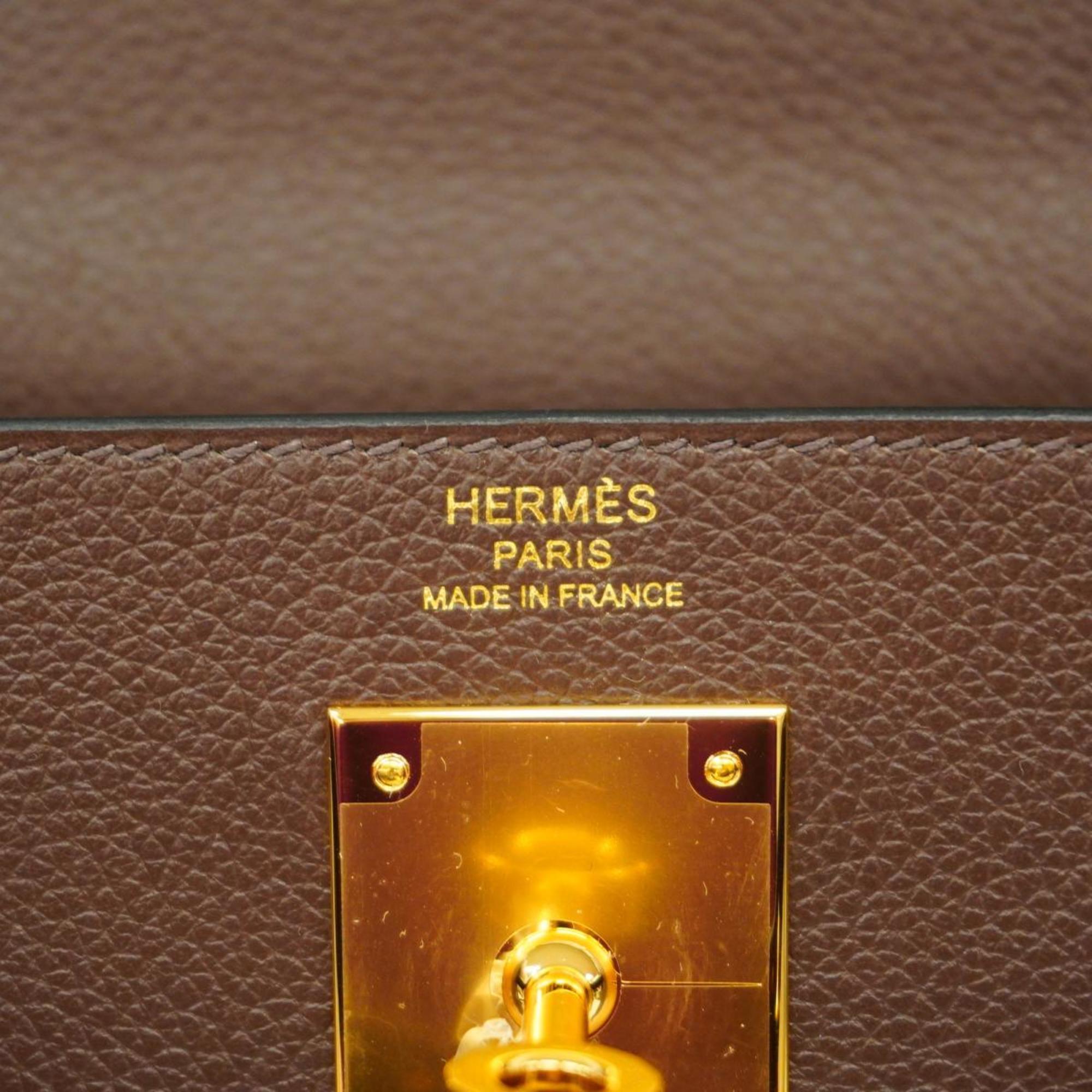 Hermes handbag Kelly 28 B stamped Taurillon Nobillo cacao for women