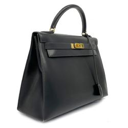 Hermes handbag Kelly 32 〇Z engraved box calf black ladies