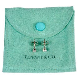 Tiffany Tiffany&Co. Solitaire Stud Earrings Diamond Pt950 Women's