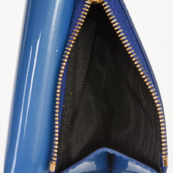 BVLGARI Serpenti Forever Trifold Wallet Enamel Patent Leather Blue Ladies