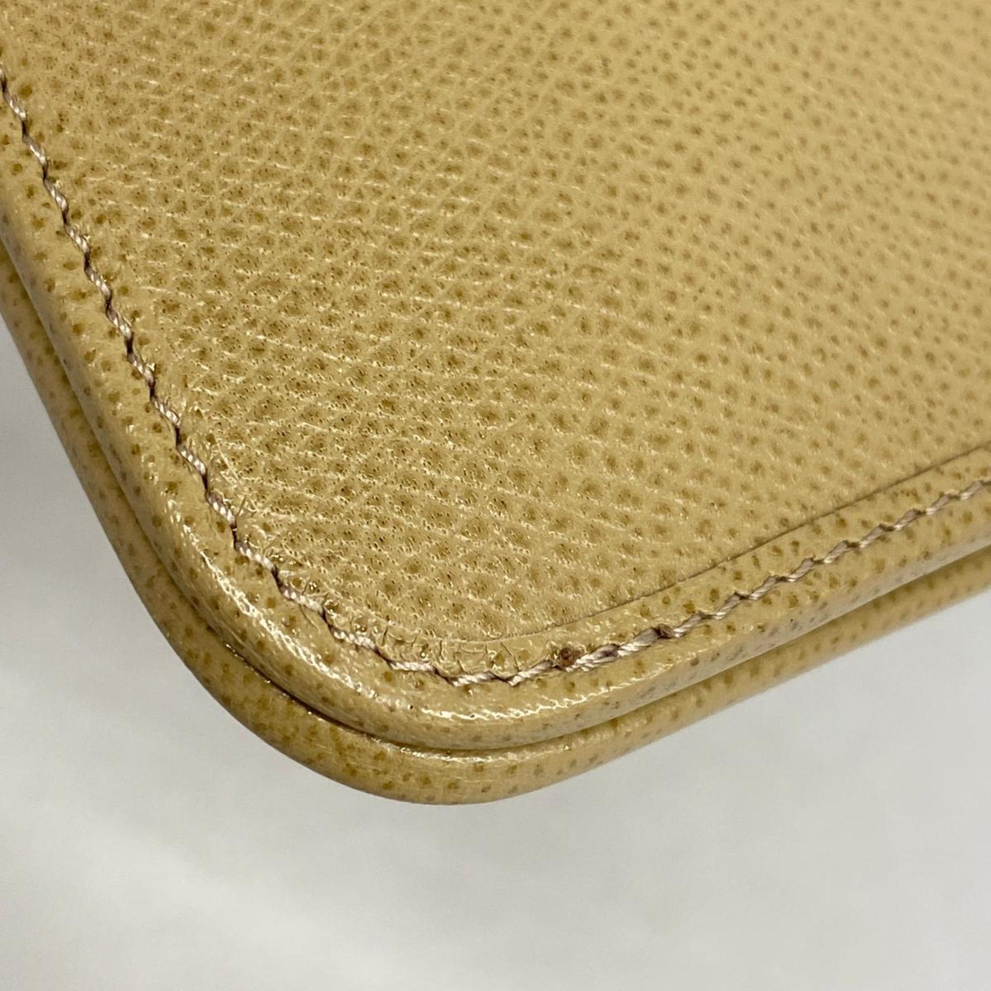 Christian Dior Shoulder Bag Honeycomb Leather Beige Women's