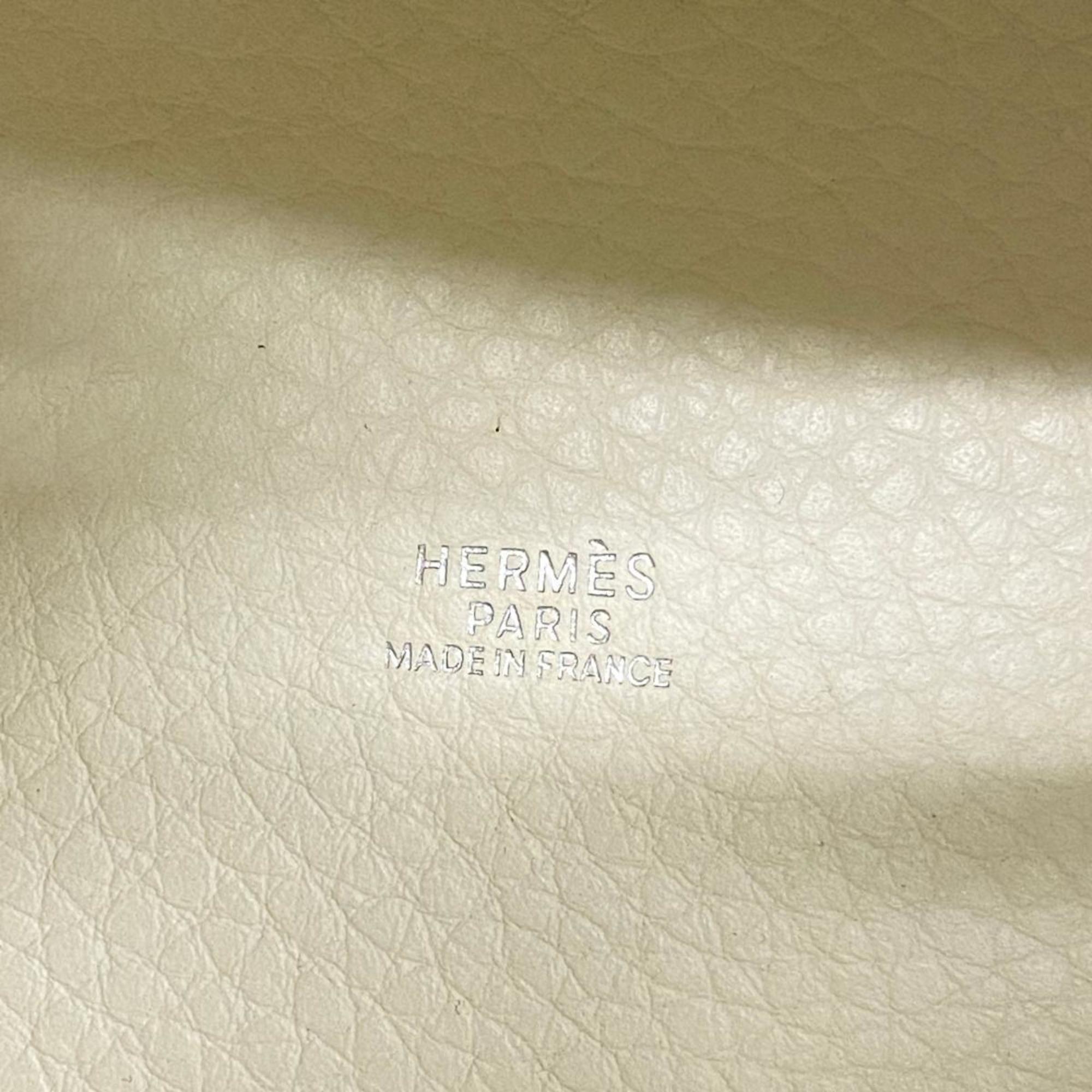 Hermes Handbag Picotin PM □I Stamp Taurillon Clemence Chevre Gold White Women's