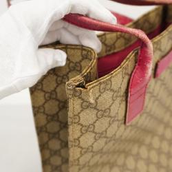 Gucci Tote Bag GG Supreme 91249 Leather Beige Pink Women's