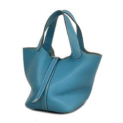 Hermes handbag Picotin Lock PM □L engraved Taurillon Clemence blue jean ladies
